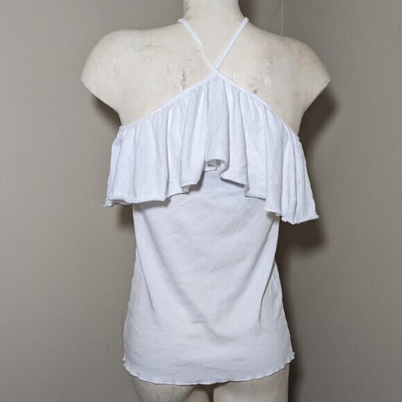 Chaser White Ruffle Halter Top Women's size M New with tags - Picture 3 of 6